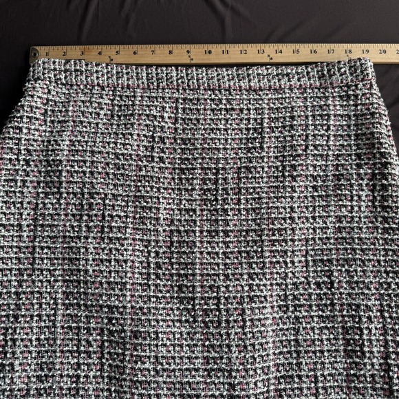 Ann Taylor Factory Skirt Women16 Black Pink Tweed Check Pencil Lined Career Work - Picture 9 of 10